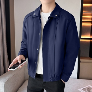 三防薄款纯色休闲翻领通勤简约夹克百搭男士外套JK006P80图片