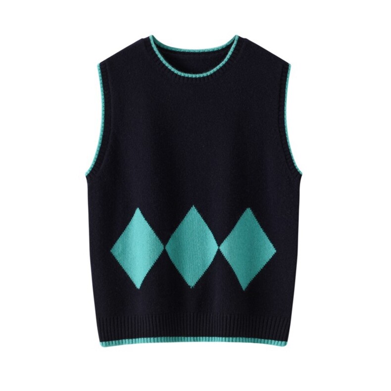 2025年夏季时尚百搭无扣中厚款通勤休闲菱形马甲背心休闲/淑女，女装马甲，麦德绒