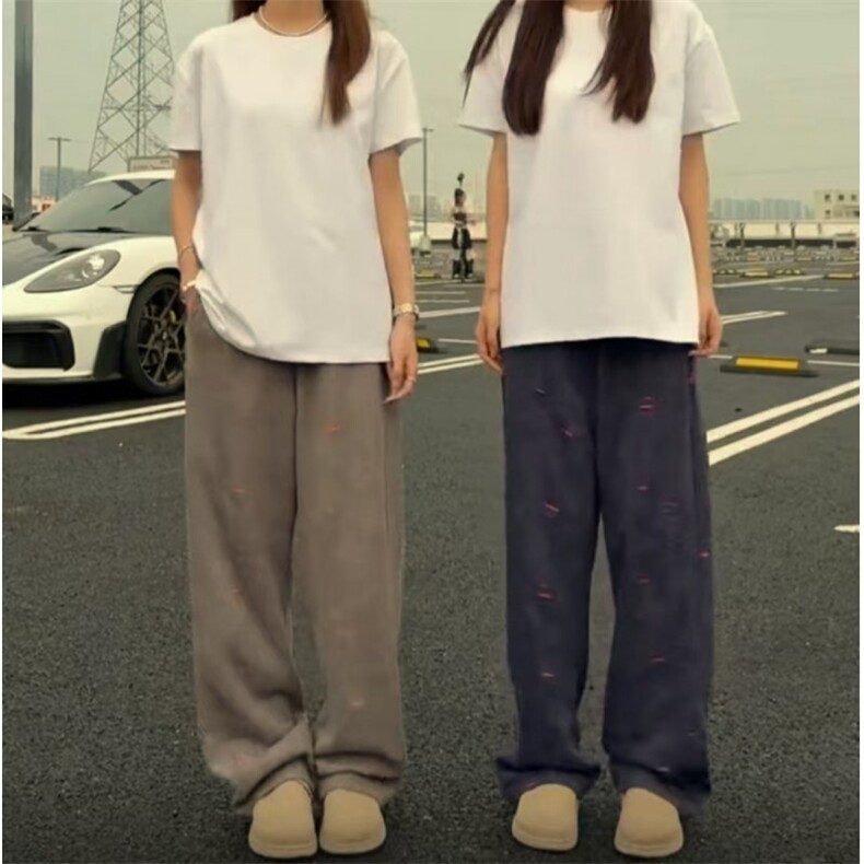 早秋款美式撞色宽松直筒休闲裤，网图-A061-AX01633-特P55,男装休闲裤,电商A061