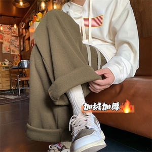加绒休闲裤 D2245-TP45控价68 可二开冬季港风保暖加厚直筒长裤男图片