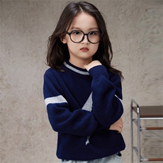 2025年新款百搭儿童7针加厚拼色雷电，童装儿童羊毛衫，驼铃羊绒