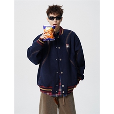 美式旗帜字母刺绣大码S-2XL夹棉聚酯纤维棒球棉衣男78156P148，男装棉衣，星座226-1