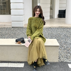 【新款】毛衣拼接连衣裙2C115-2383-P175-K258，女装连衣裙，2C115