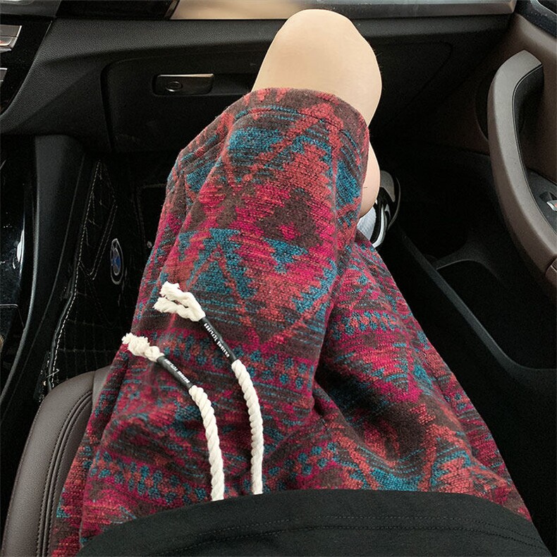 民族风宽松直筒休闲短裤五分裤风潮流格子01XZ211-1-K2515-P40图片