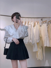 花边领衬衫，女装衬衫，驿谷