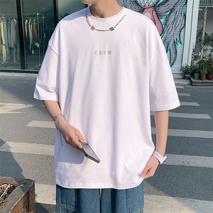 得物抖音 40支双纱高品质港风休闲半袖纯棉短袖T恤男女 T7201-P45图片