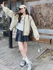美式chic拼色短款棒球服外套女春秋超火好看高级小众宽松夹克上衣，女装短外套，2C322