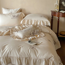 新款50s磨毛绣花花边款四件套，床品套件，一起卖家纺