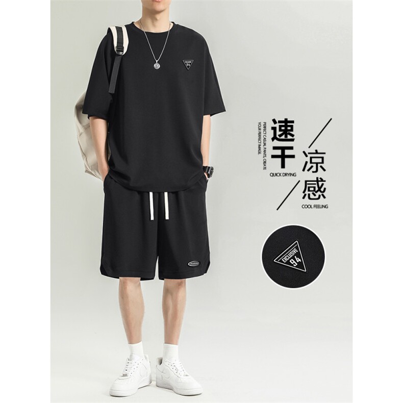 冰丝运动套装夏季薄款凉感速干短袖健身休闲短裤夏装TZ12-特批-70，男装休闲套装，星座718