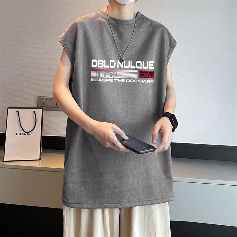 可设48小时发货支持抖音得物来样二开240克重磅美式麂皮绒背心t恤，男装背心/马甲，电商A486