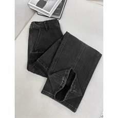 B221美式ins高街暗黑宽松直筒竹节纹工装牛仔裤LK26614-特P55控98，男装牛仔裤，电商B221
