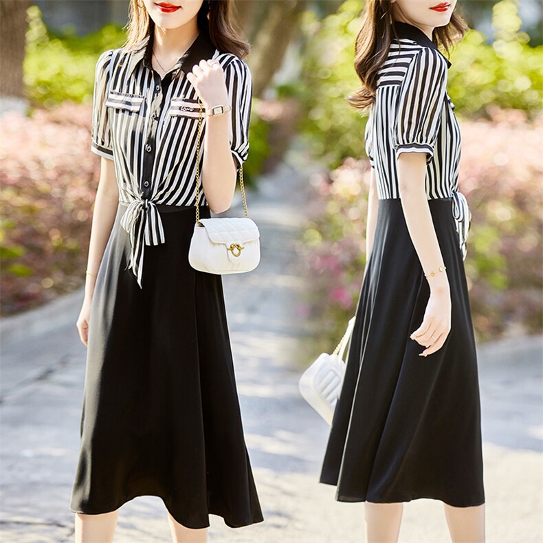 2023年夏季中长款潮流舒适有范优雅气质百搭连衣裙，女装连衣裙，魅丽静蓝