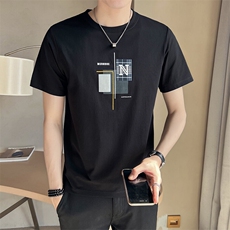 夏季短袖T恤男士潮牌印花半袖上衣2025新款夏装A313-5816-P48，男装T恤，电商A313