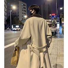517A-8-Y66-P135现货高品质韩系羊羔毛翻领拼接中长款毛呢大衣，男装毛呢大衣，星座517A-8（原B282）