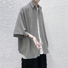 港风经典格子宽松男士衬衫A071-C03-P35，男装衬衫，电商A071