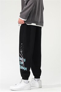 日系2024秋冬款撞色印花束脚运动休闲潮牌卫裤8806-P55控69，男装休闲裤，星座914-3