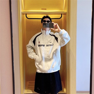 W9100-P55 网图现货 春季新款美式潮牌嘻哈撞色拼接棒球服卫衣图片