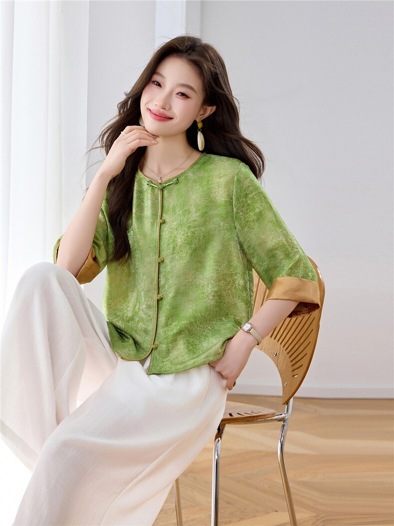 时尚洋气印花拼接套装女2026夏季新款宽松遮肉显瘦阔腿裤两件套,女装套装/套裙,魅影