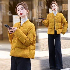 新中式g风羽绒服女2024冬季新款白鸭绒加厚小个子短外套，女装羽绒服，橙子家