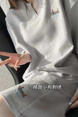 特批P48无差价夏季V领刺绣腊肠狗纹理感百搭大码短袖短裤男TZ5363，男装牛仔裤，电商A001