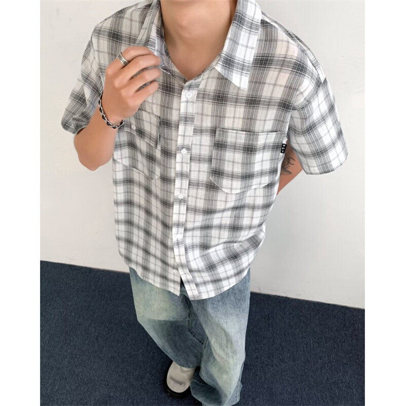 衬衫夏装港风学生宽松小众设计感趣味新款男装CK219P34,男装衬衫,星座1013-1