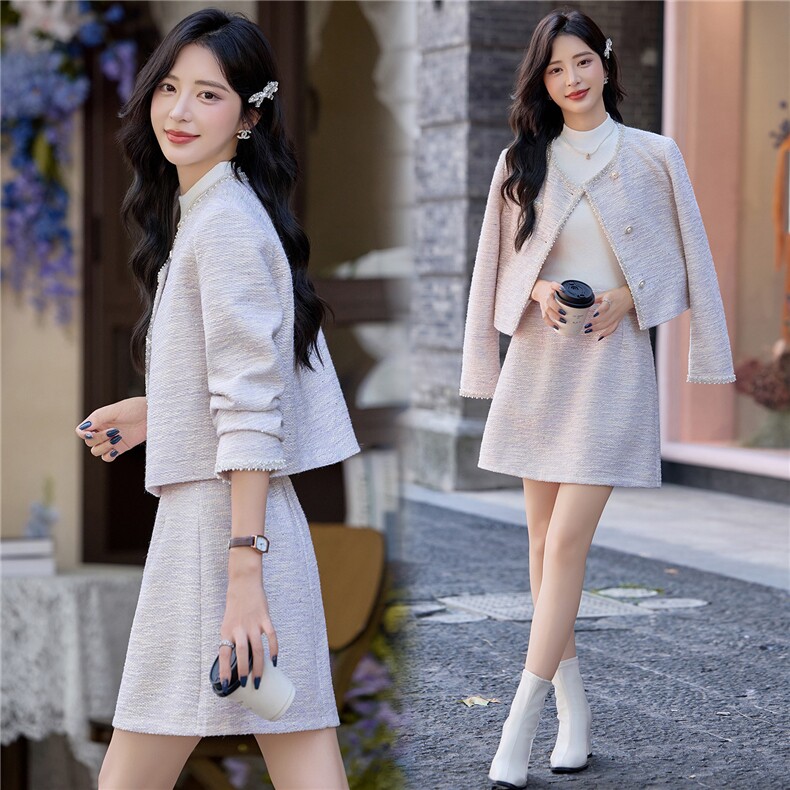 现货！！！小香风短裙套装女2025新款气质富家千金套装裙,女装套装/套裙,众宇琦