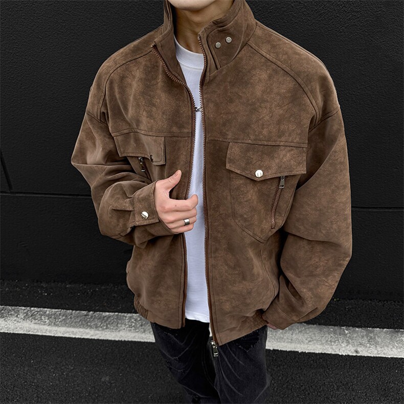 现货咖色男士皮夹克机车情侣皮衣外套JK306P80，男装夹克，星座1904A-1