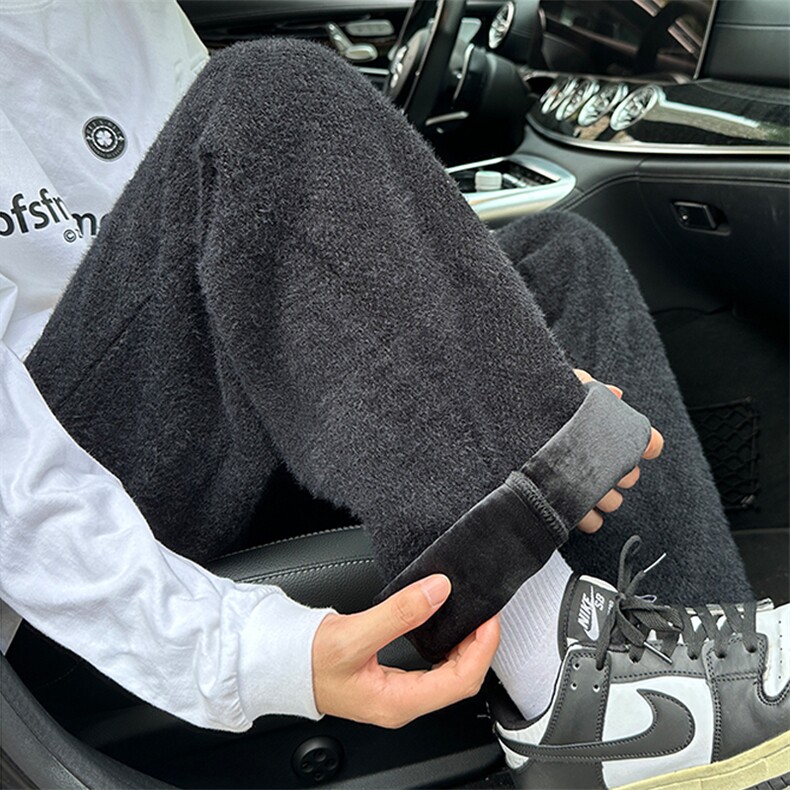 02加绒加厚宽松直筒水貂绒裤腿裤XZ211-1-K2465-P65,男装卫衣,星座211-1