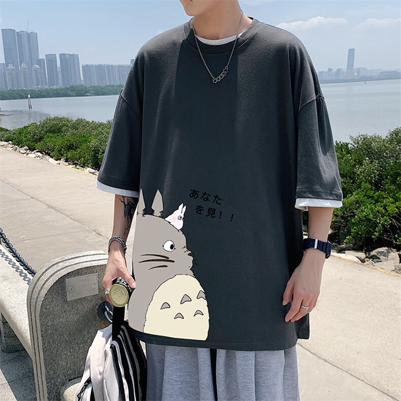 JT55150-P25假两件短袖t恤男大码胖子半袖体恤半截袖港风,男装T恤,电商A040