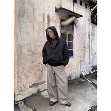 豹纹座山雕棉服男女宽松潮流复古竖条纹连帽外套，男装棉衣，星座506A