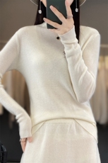 秋冬简约气质纯色羊毛衫女半高领保暖减龄毛衣针织打底衫，女装羊毛衫，江南羊绒