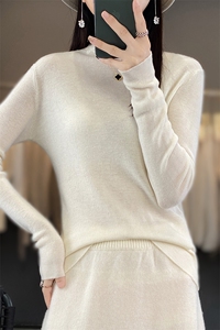 秋冬简约气质纯色羊毛衫女半高领保暖减龄毛衣针织打底衫图片