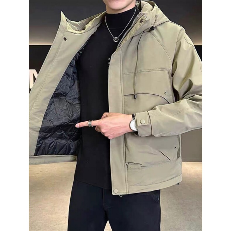 9119  P105  男士二棉连帽冲风衣外套图片