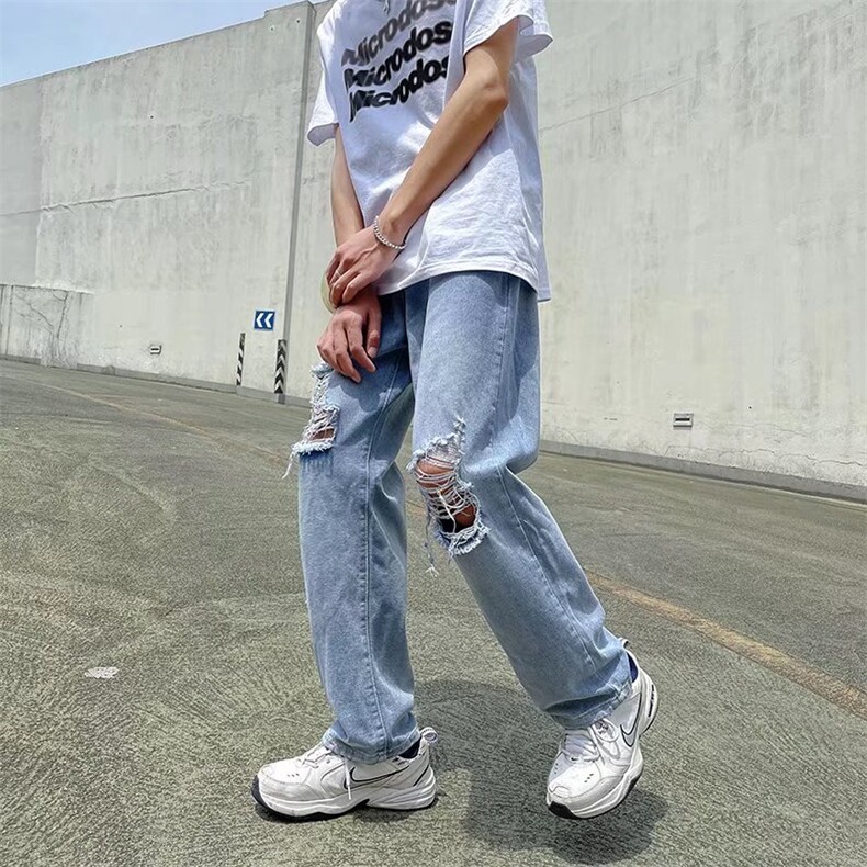 美式复古水洗做旧破洞牛仔裤男ins高街N8815P40,男装牛仔裤,星座1116-2