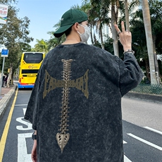 B239-1160-P38欧美式十字架印花复古水洗做旧半袖重磅短袖T恤，男装T恤，星座514-2(原B239)