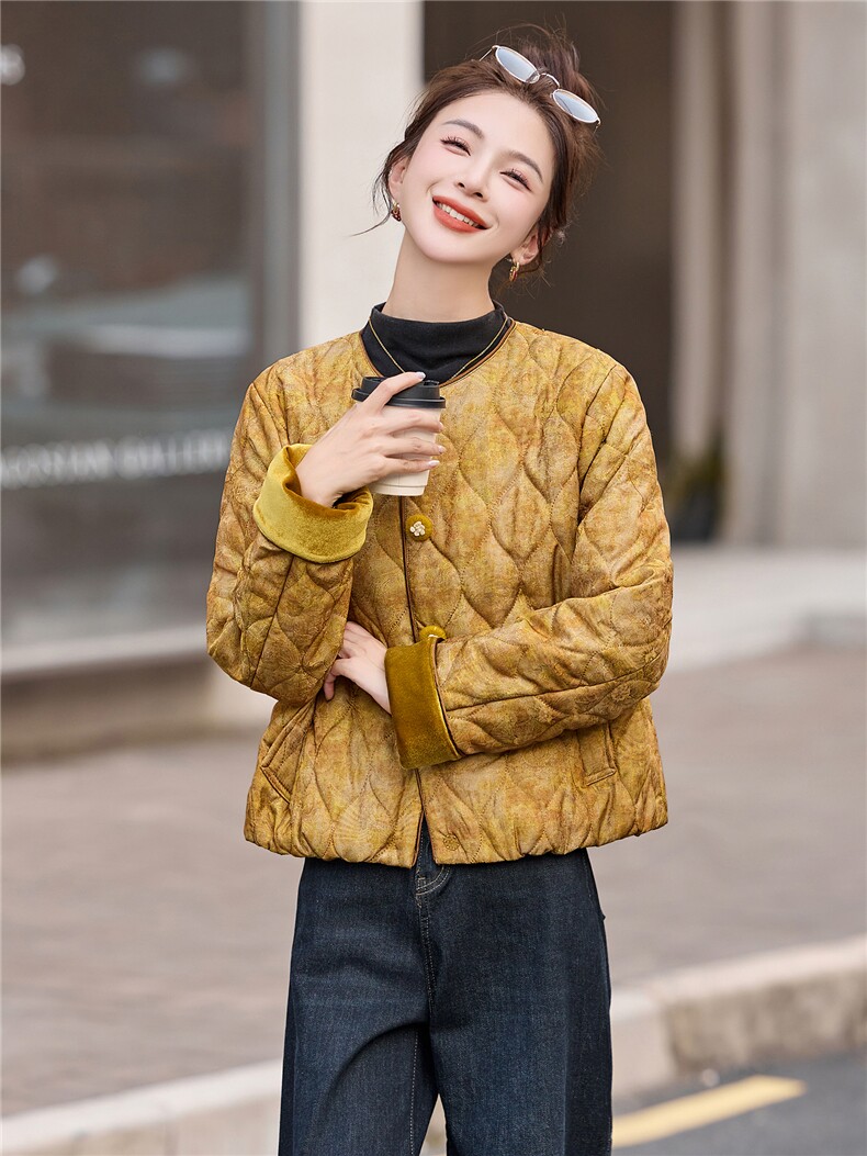 现货新中式棉服夹棉外套女2025新款冬季洋气棉袄年轻款短款棉衣,女装棉衣/棉服,仟媚宠