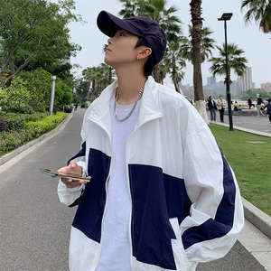 F3616-P65夏季冰丝防晒衣拼色速干防晒服宽松韩版男女情侣外套薄图片