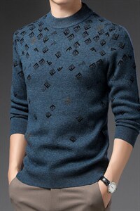 BSS6072男士2023年秋新款长袖半高领纯羊毛针织衫休闲青年P175，男装针织衫/毛衣，电商B360