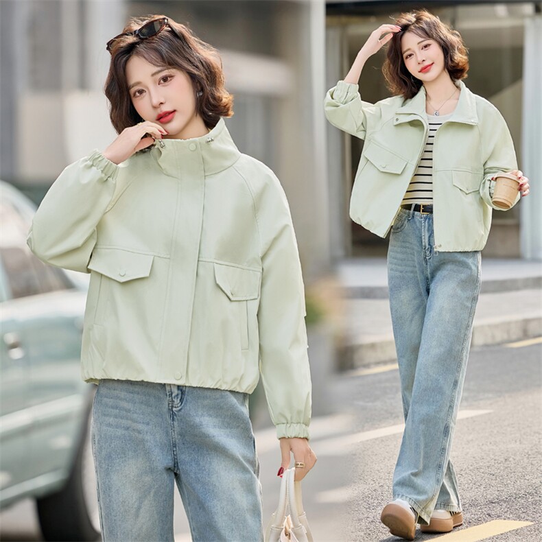 小个子早春短外套女新款2025时髦立领休闲超好看简约百搭棒球服潮,女装短外套,悦祺