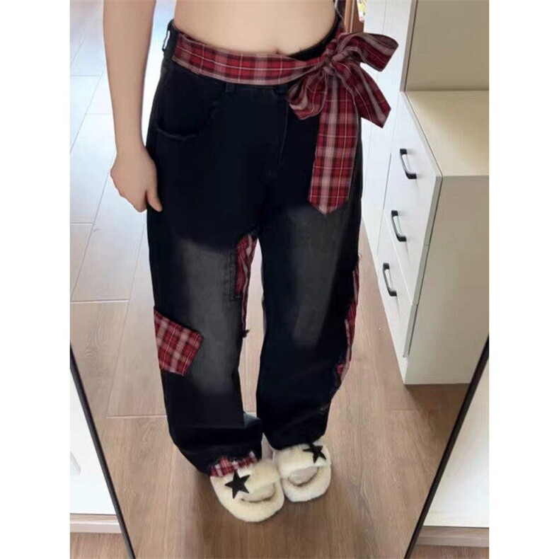 腰带蝴蝶结格子牛仔裤ZK0334-特批60,男装牛仔裤,星座313A(原308A-2)