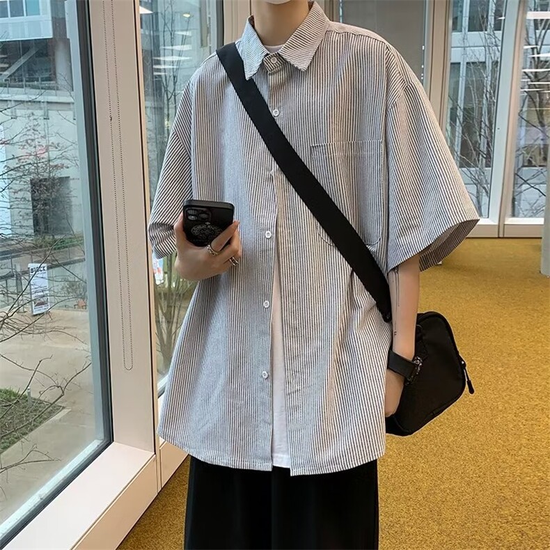 原宿方领简约潮流夏季衬衫短袖文艺男潮青春流行标准FC19P30,男装衬衫,星座1116-2