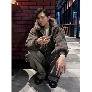 水晶绒毛领原版派克服棉衣气质日系慵懒时尚原宿流行 MHT274图片