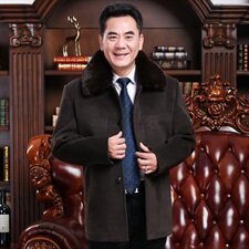 8019/老年人呢大衣爷爷中长款大衣父亲冬季外套，男装毛呢大衣，星座1216（原钱塘722）