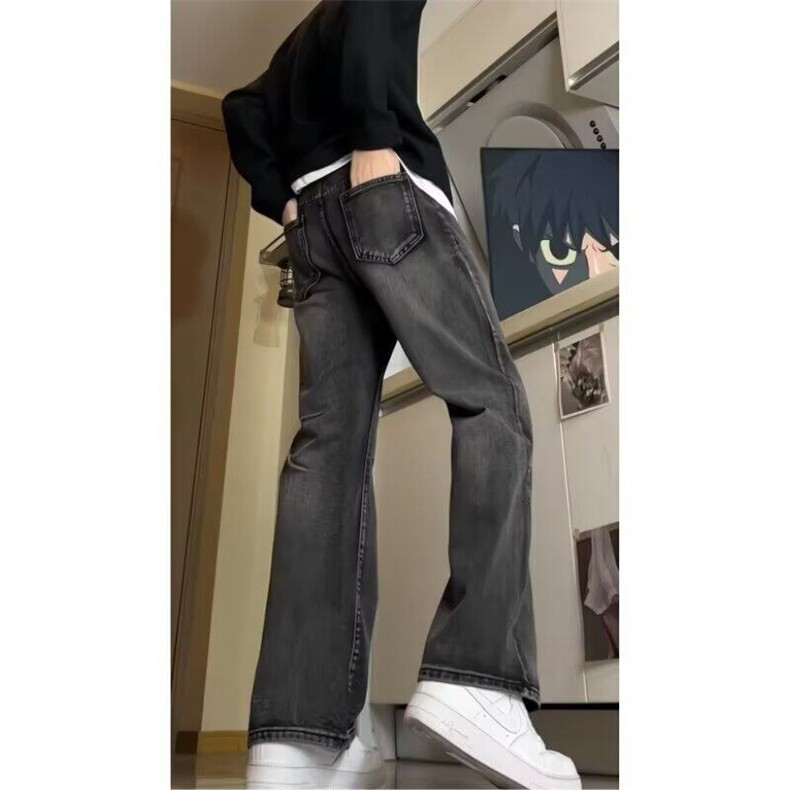 美式高街微喇牛仔裤男女春秋季新款高腰直筒显瘦阔腿裤XF910-P51,男装牛仔裤,星座1109-3