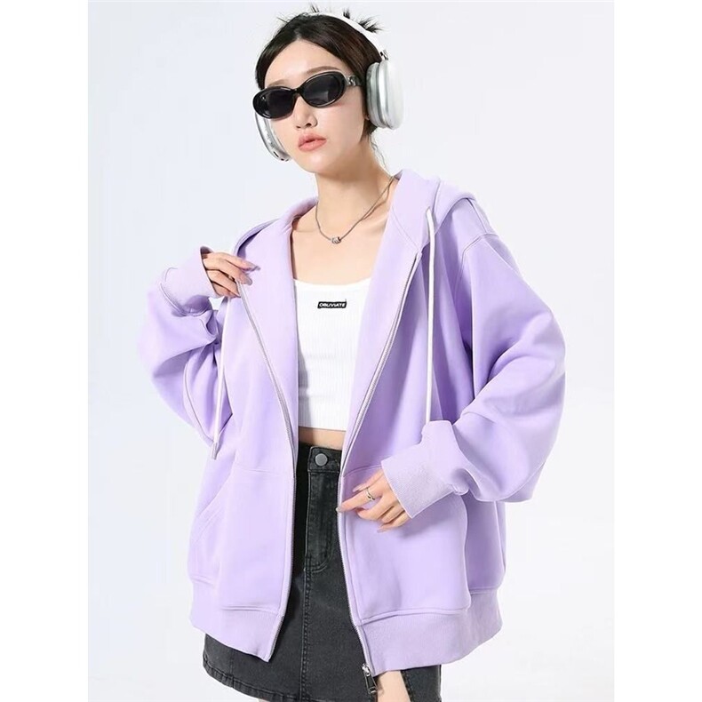 黑色连帽卫衣拉链上衣女春秋款2025新款chic夏季薄款休闲宽松外套,女装短外套,星座1210-1