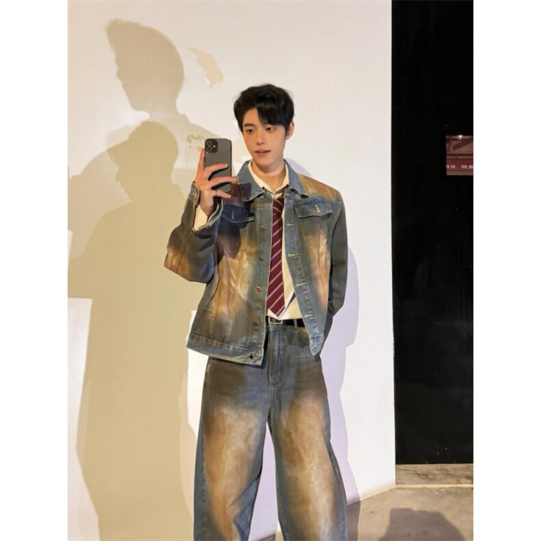 【有货】美式复古垫肩牛仔外套男cleanfit短款夹克2181CC-特P65,男装夹克,星座1007（原301D）