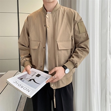 社会小伙秋季新款工装休闲轻熟风夹克时尚棒球领外套男JK123-P95，男装夹克，电商A413