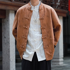 现货麂皮绒新中式大码情侣夹克外套男JK1818-P110控188，男装夹克，电商A021