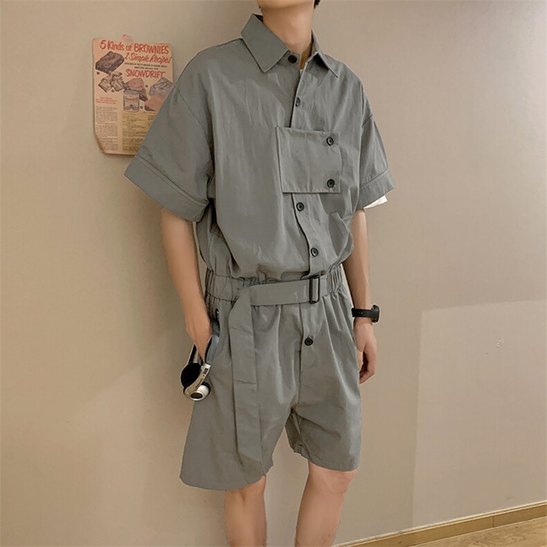 潮ins休闲宽松hiphop连体套装夏季工装高街暗黑连体裤  W1149-P62图片