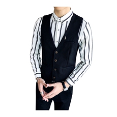 L-2021男V领灰色排扣马甲休闲工作服酒吧服务生工作服，男装背心/马甲，星座717A